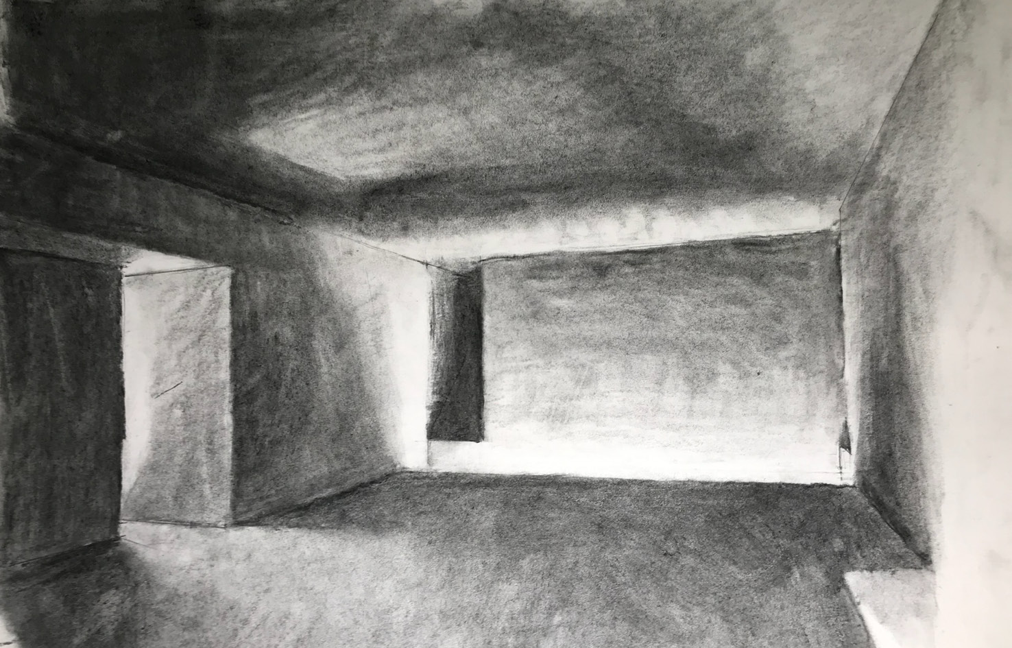 Charcoal drawing – interior